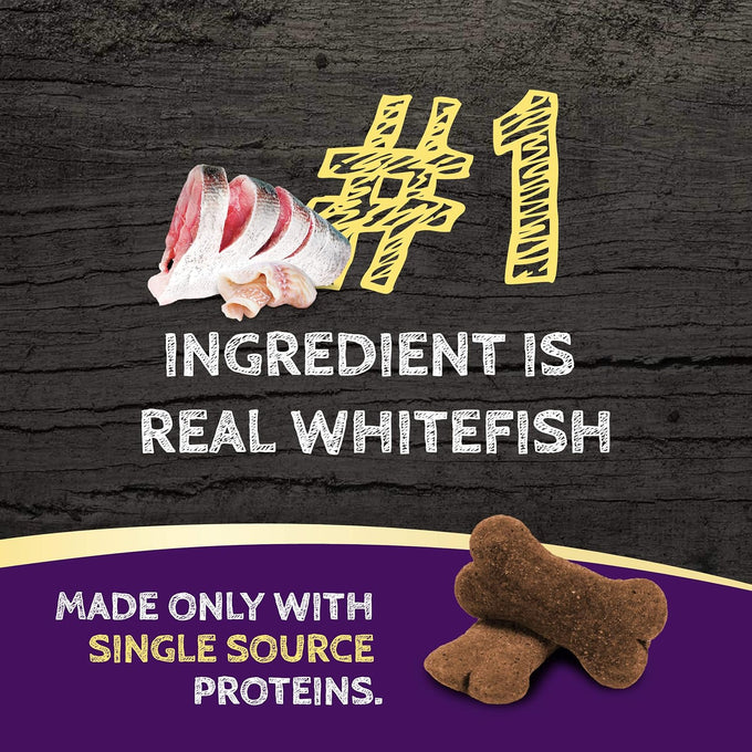 Zignature limited ingredient formula biscuits whitefish dog treats, 12 oz, crunchy texture, bone shape