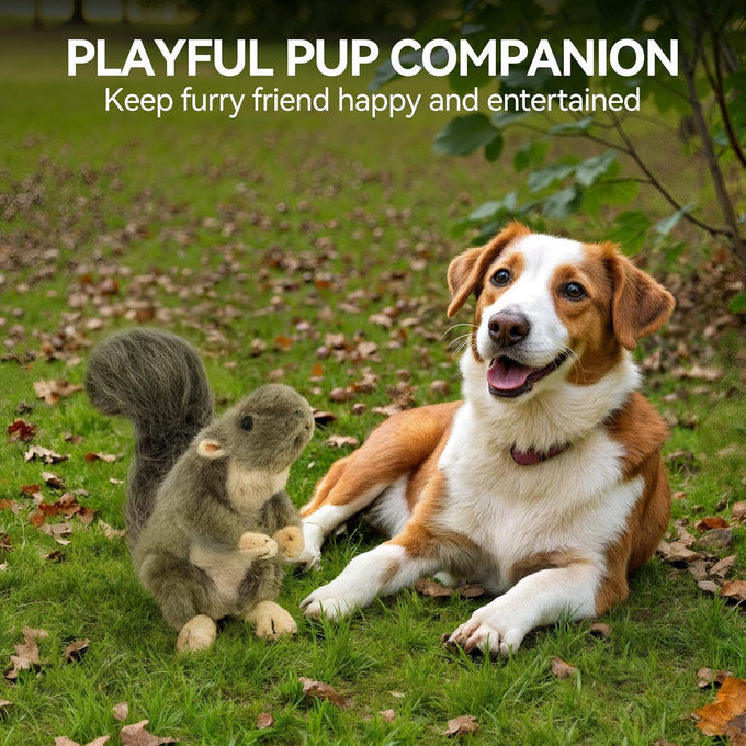 All for Paws large interactive dog squirrel plush squeaky toy for puppy enrichment and stimulation