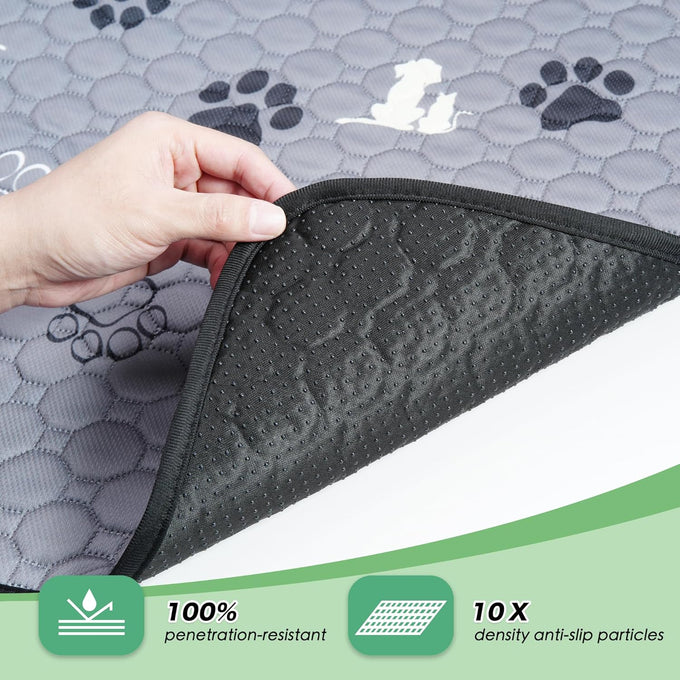 WanpeeGoo 18x24 Grey Polyester Washable Non-Slip Reusable Dog Training Pads, 4 Pack for Pet Whelping, Crate, Bed