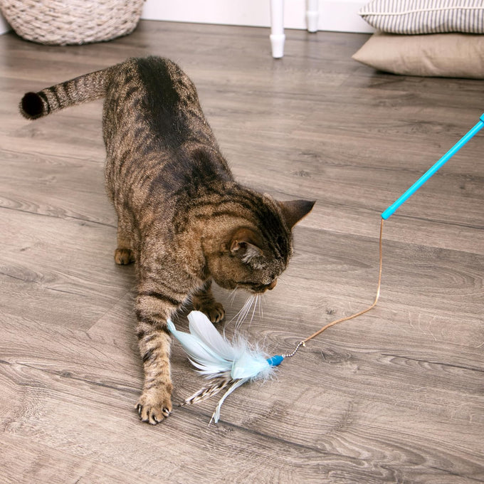 SmartyKat Frisky Flyer Extendable Cat Toy, Blue, One Size, 24" Reach