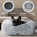 Hoewina 20in light grey donut bed for indoor cats and small dogs, washable, plush, waterproof, anti-slip