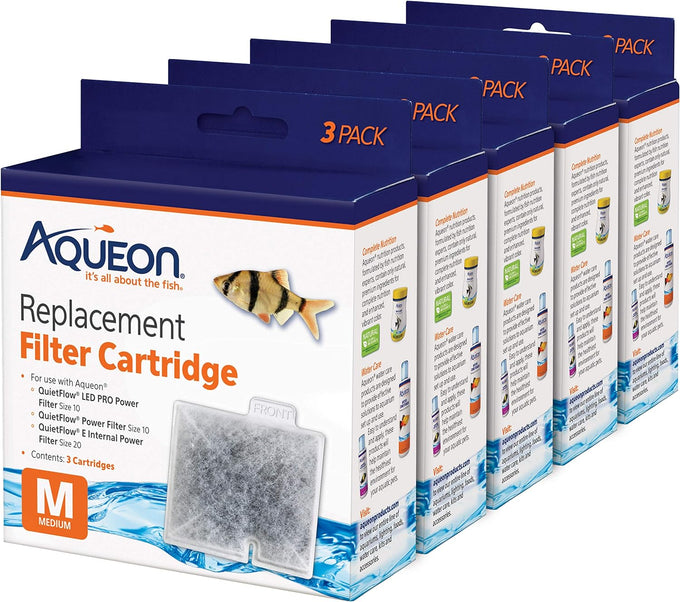 Aqueon Medium Aquarium Fish Tank Replacement Filter Cartridges 15 Pack Dual-Sided