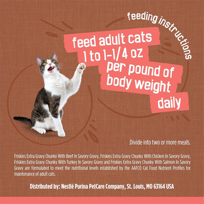 purina friskies extra gravy wet cat food 24ct variety pack with chicken turkey salmon beef 5.5 oz cans