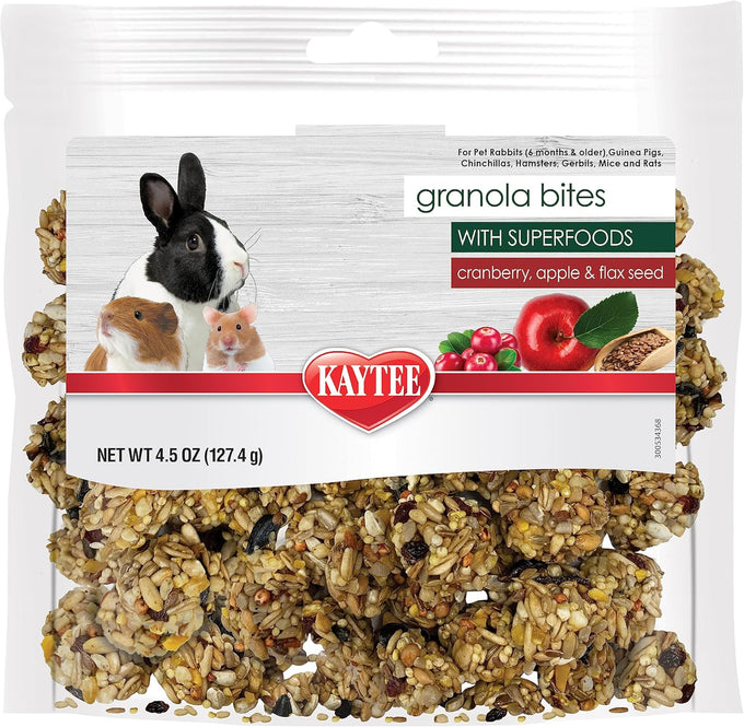 Kaytee Granola Bites with Superfoods Cranberry Apple and Flax for Small Pets 4.5 oz