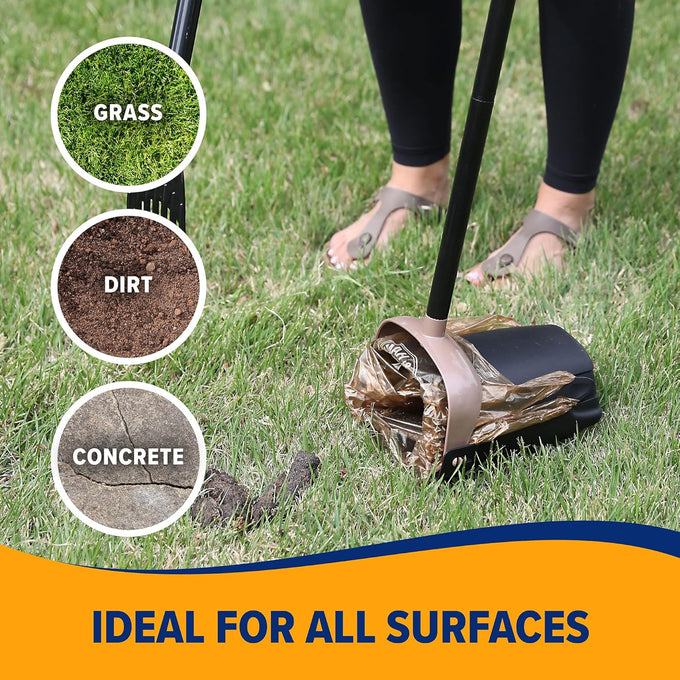 Arm & Hammer Dog Pooper Scooper Swivel Bin & Rake, Black, 32-inch Adjustable Handle, Heavy Duty Scented Waste Bags Included