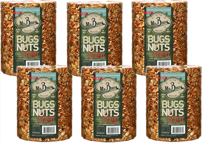 Mr. Bird 4.5 lbs large cylinder wild bird seed with mealworms, nuts & fruit for year-round use