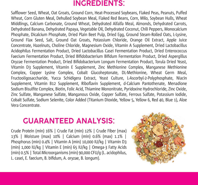Vitakraft VitaSmart Conure Small Parrot Food 4 Pound Bag premium bird food mix with real vegetables and fruits
