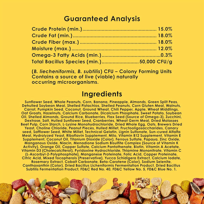 Kaytee Fiesta Big Bites macaw food nutritious fun blend supports skin feather digestion brain heart health 10 pounds large premium ingredients