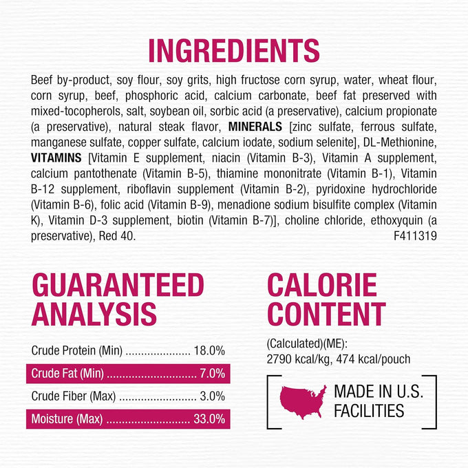 Purina Moist & Meaty Steak Flavor Soft Dog Food Pouches - 36 ct