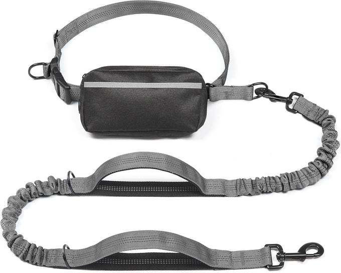 iYoShop hands-free dog leash with zipper pouch for walking jogging and running dogs (Large, 25-120 lbs, Black)