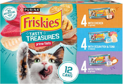 Purina Friskies 5.5 Ounce Wet Cat Food Variety Pack with Ocean Fish Tuna Chicken Turkey