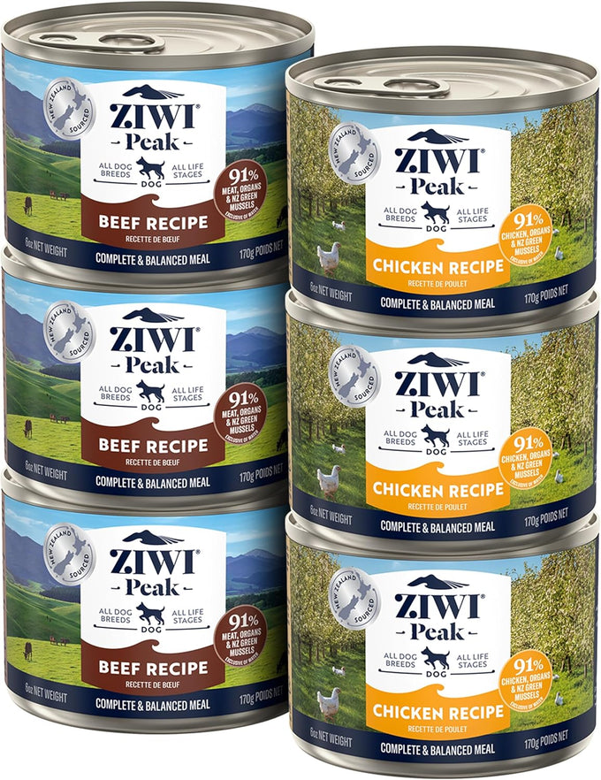 ZIWI Peak Grain-Free Wet Dog Food Variety Pack, 6 Flavors