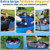 cacps foldable dog pool, 32" x 8" hard plastic non-slip kiddie pool for outdoor backyard use