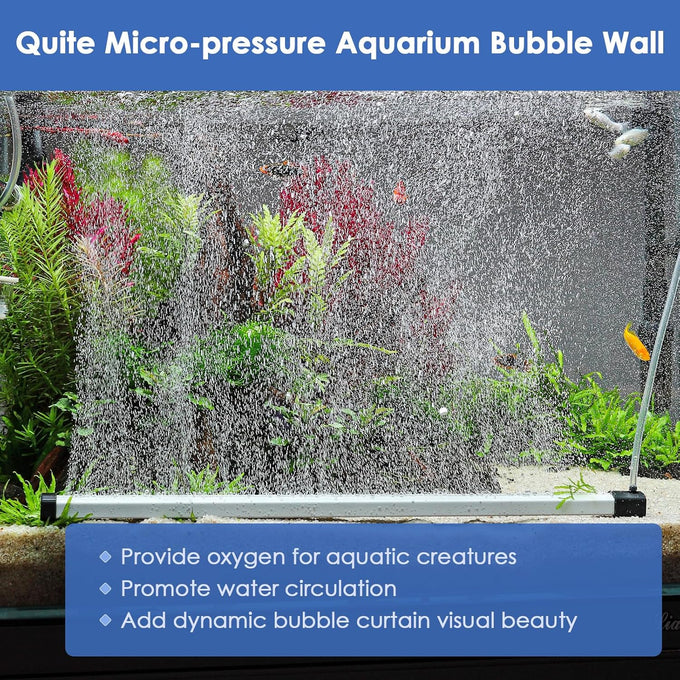 hygger 16.9 inch aquarium bubble strip, nano air bubble curtain wall aquarium decorations self-sinking for freshwater saltwater
