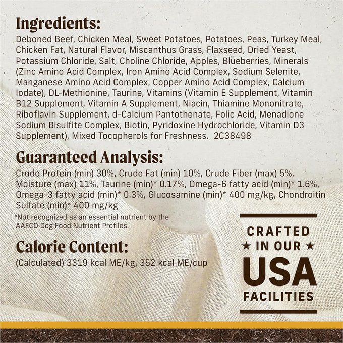 Merrick premium grain free dry dog food for weight management with real beef, wholesome and natural kibble for adult dogs, 4.0 lb bag