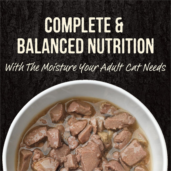 Merrick Backcountry grain free beef recipe morsels in gravy, 24 pouches, 3 oz each, high protein wet cat food