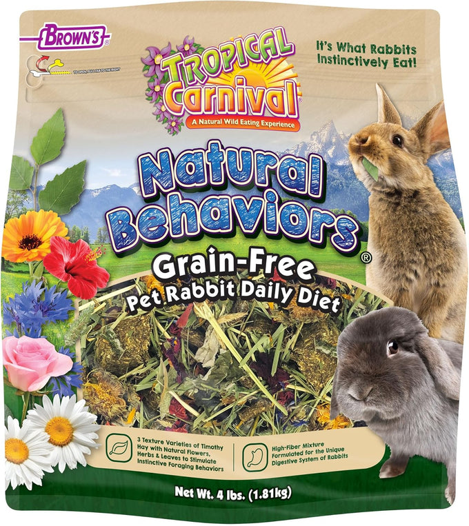 Tropical Carnival natural behaviors rabbit food - 4 pounds high-fiber timothy hay blend no artificial additives