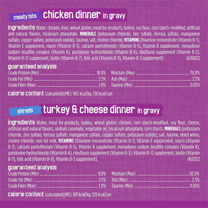 Purina Friskies Gravy Wet Cat Food Variety Pack with Poultry Shreds, Meaty Bits, and Prime Filets, 5.5 oz cans, 32-pack