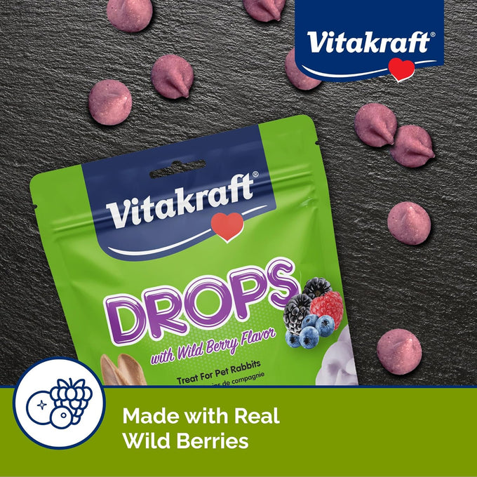 Vitakraft wildberry flavored rabbit treats 5.3 oz yogurt drops for small animals