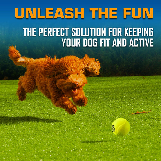Nerf Dog Tennis Ball Blaster Dog Toy Gift Set, launches up to 50 ft, translucent blue, for all breeds