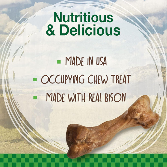 Nylabone Healthy Edibles, Natural Bison Flavor Dog Chews, Long Lasting Bones for Dogs, Medium (2 Count)