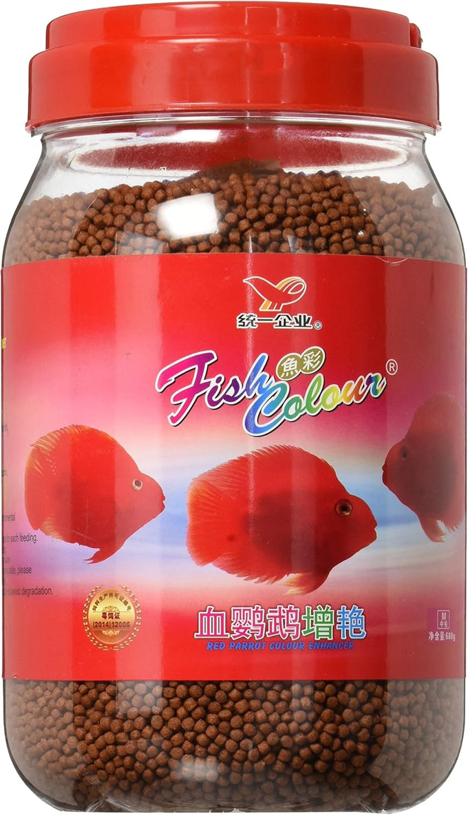 Red Parrot And Cichlid Fish Food, 688 G, Medium Pellet, Astaxanthin, Artificial Hormone-Free, Easy Digestion