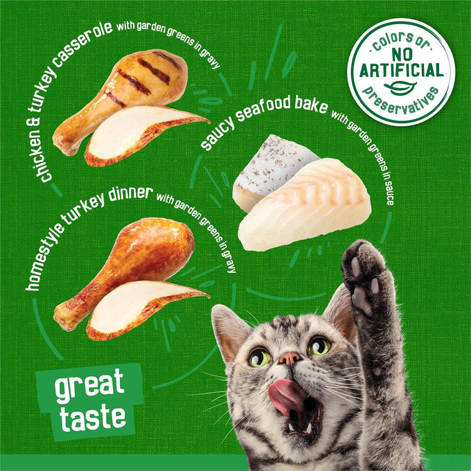 Purina Friskies Indoor Cat Food 24ct VP - (Chicken and Turkey Casserole, Saucy Seafood Bake, Homestyle Turkey Dinner) - (Pack of 24) 5.5 oz. Cans