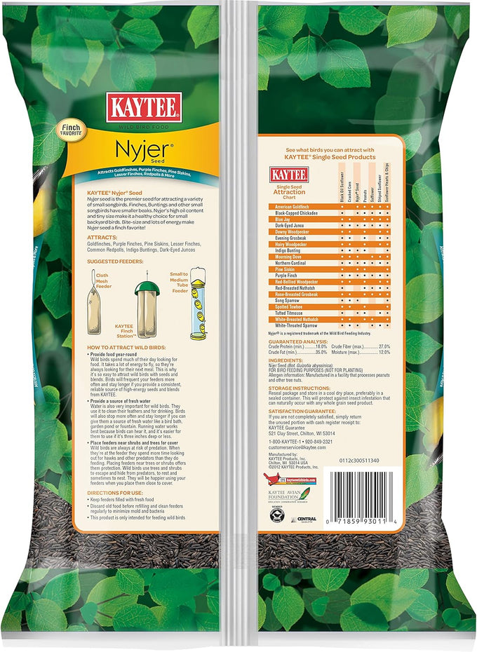 Kaytee Nyjer wild bird food seed, 3-pound, no hulls, 100% edible, high oil content, attracts finches and songbirds