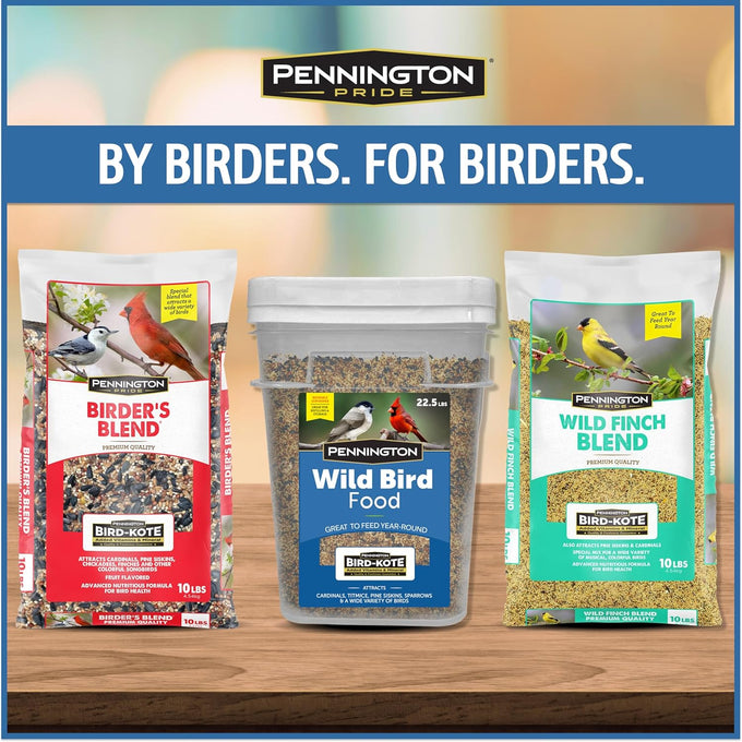 Pennington 22.5-lb Wild Bird Seed for Outside Feeders, Critter-Proof Bucket, Songbird Favorites and Year-Round Nutrition