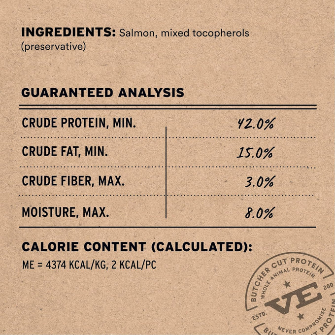 Vital Essentials Salmon Bites, Single Protein, Grain-Free, Freeze-Dried Dog Treats, 2.5 oz Bag