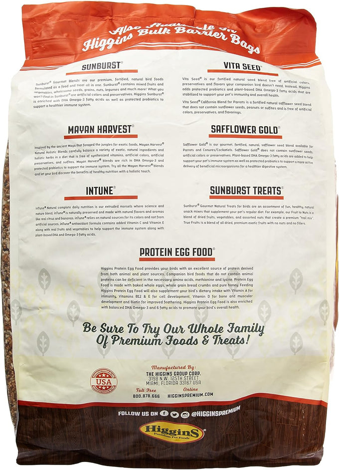 Higgins Safflower Gold Natural Food For Conure/Cockatiel, 25-Pound Bag, Gourmet, Fortified Seed Blend