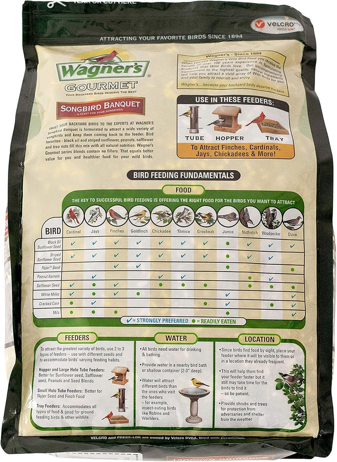 Wagner's songbird banquet wild bird food, 5-pound bag, all-natural, high-quality mix with sunflower seeds and nuts
