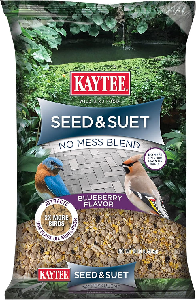 Kaytee blueberry flavored no mess bird seed blend, 10 pounds for tube, hopper, or platform feeders