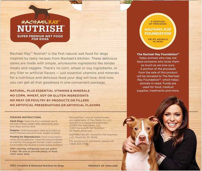 Nutrish Rachael Ray Premium Natural Wet Dog Food, Savory Favorites Variety Pack, 8 Ounce Tub (Pack of 6)