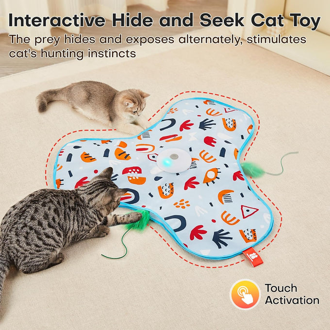 Potaroma automatic cat toy with moving feather, 3 modes, and USB rechargeable battery for indoor kittens and adult cats
