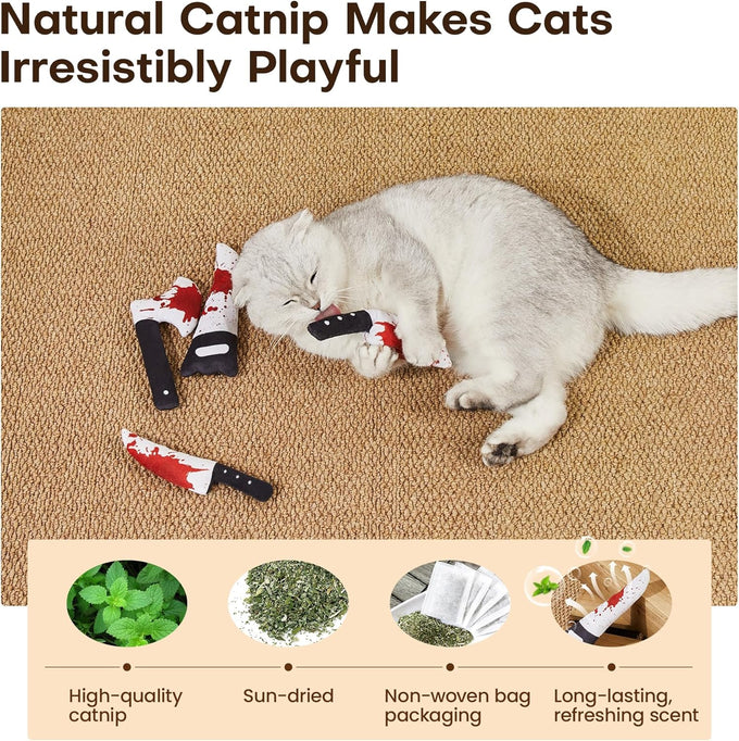 potaroma 4pcs cat toys knife-shaped kitte catnip crinkly sound indoor exercise for all cat breeds