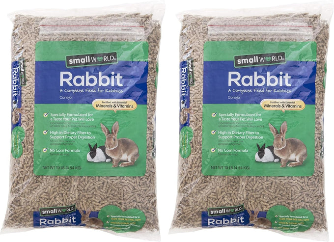 Small World Rabbit Complete Feed Pellets, Fortified with Essential Vitamins & Minerals, 10 lb Resealable Bag