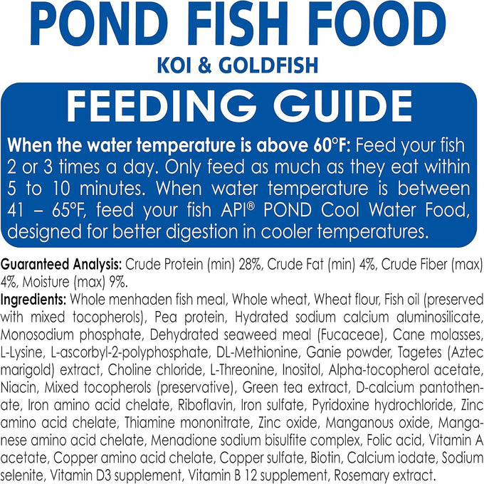 api pond fish food 11.5-ounce bag, superior pellet diet, high protein, healthy water, immune system support