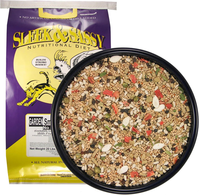 Sleek & Sassy 4 lbs no sunflower bird food for lovebirds, cockatiels, quaker parrots, and small conures with all natural ingredients