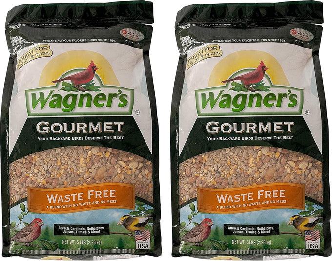 Wagner's gourmet 2-pack wild bird food, 5-pound all-natural mix, attracts various songbirds year-round