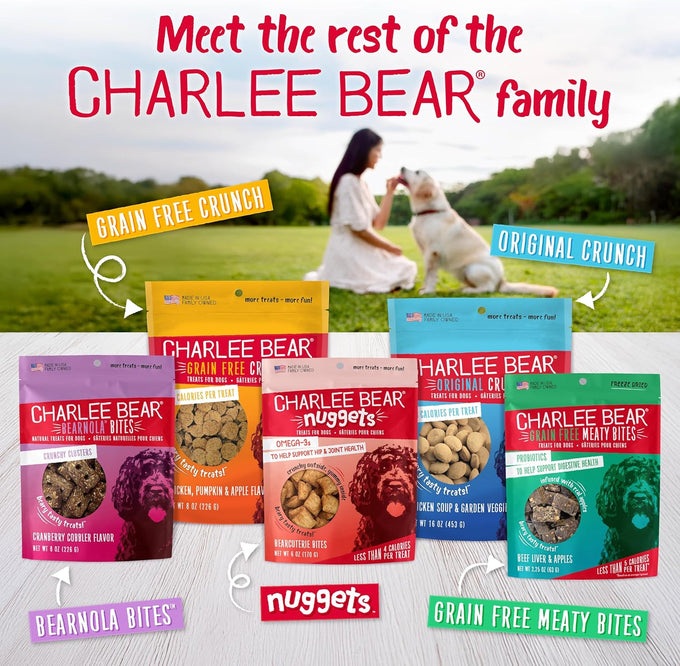 Charlee Bear Original Crunch Dog Treats, Cheese and Egg, 16 Ounce Resealable Bag, Low Calorie, Healthy Training Snacks for Dogs