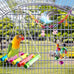 Esrise Bird Cage Accessories, Parakeet Toys for Conures, Finches, Cockatiels, Budgies, Lovebirds, Wooden Perch Swing Climbing Ladders