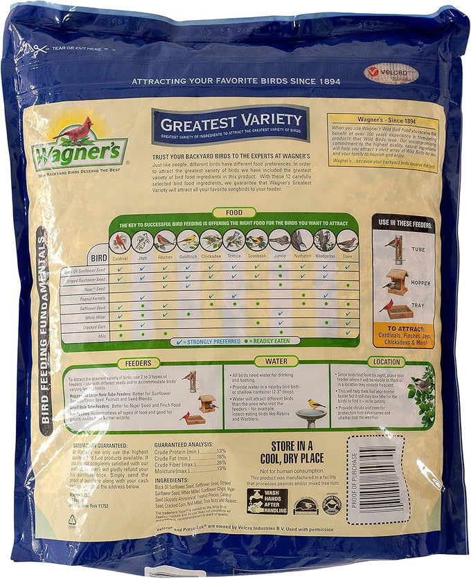 Wagner's 6-Pound Greatest Variety Blend Wild Bird Food with 40% Sunflower, USA Made