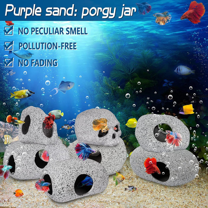 ameliade medium aquarium decorations ceramic cave fish tank accessories rock decor for small fish