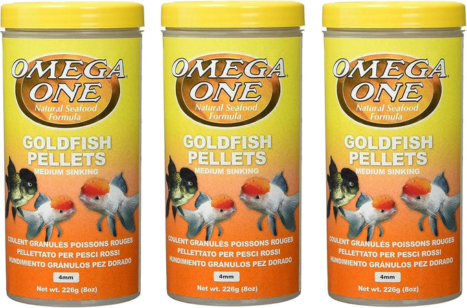 Omega One 3 Pack Medium Goldfish Pellets, 3 x 8 Ounces, Balanced Diet, Omega 3 and 6 Rich