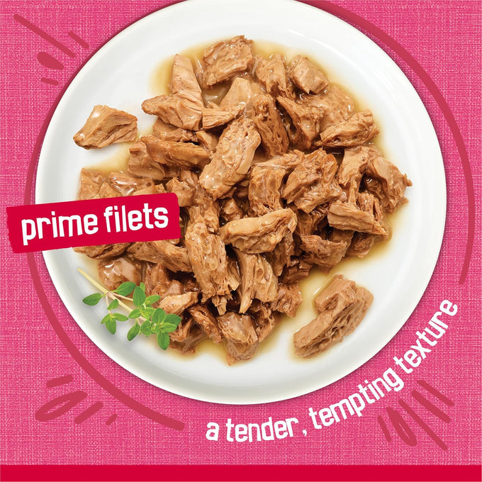 Purina friskies prime filets with salmon and beef in sauce high protein wet cat food (pack of 24) 5.5 oz cans