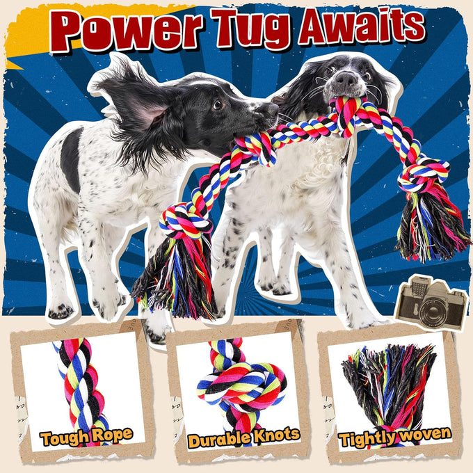 Forfon Tough & Strong rope toys for large aggressive chewers with 3 rope toys & 2 dog bags