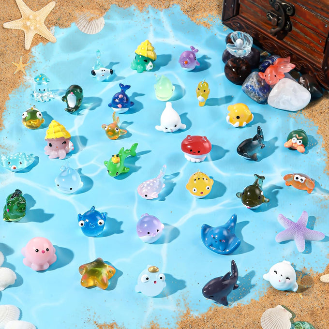 diydec 36pcs ocean resin animals tiny sea animals figurines aquarium ornaments
