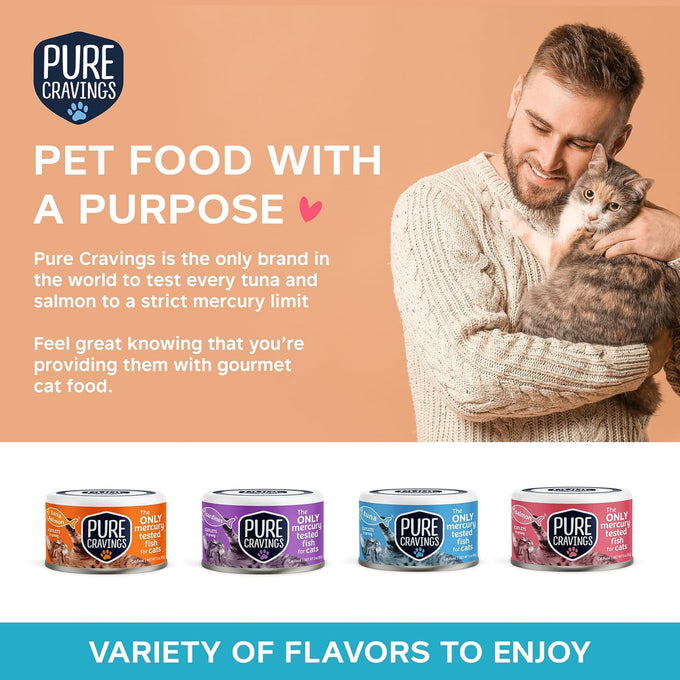 Pure Cravings 100% Mercury-Tested Grain-Free Wet Cat Food Canned Tuna Cutlets in Gravy, Pack of 12