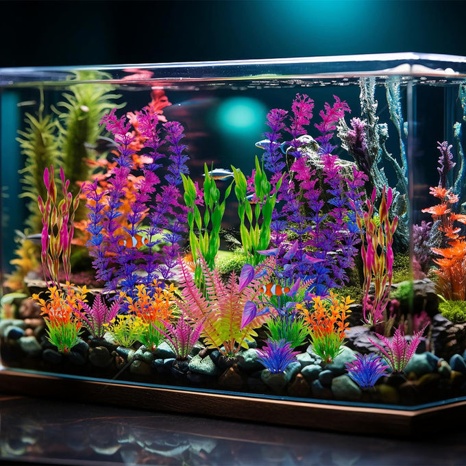 Ameliade Large Artificial Plastic Aquarium Plants Decorations for Goldfish Betta Tank Accessories